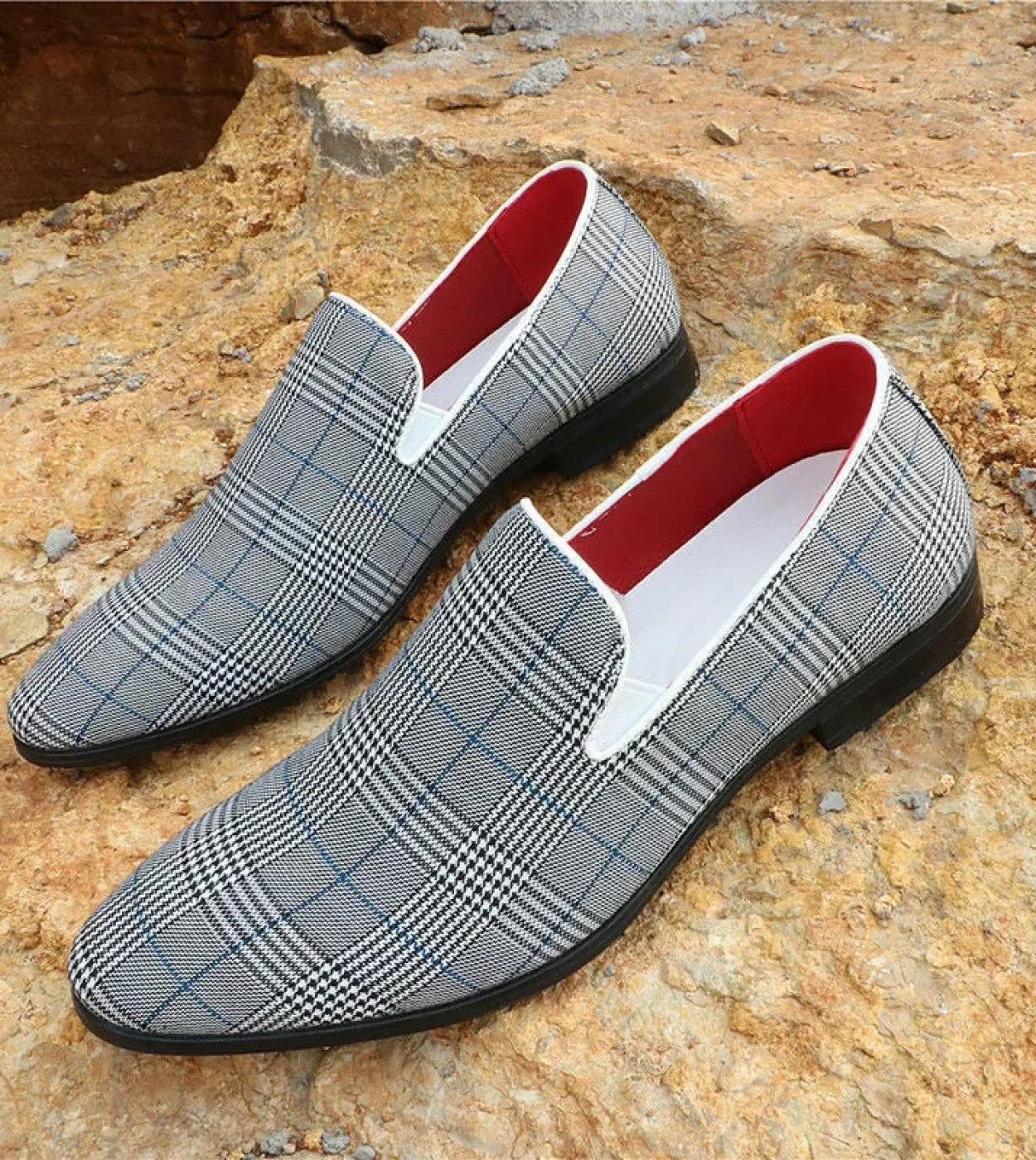 Mens plaid slip on shoes sale