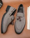 Loafers Men Brown Plaid Tassel Canvas Fashion Business Breathable Casual Free Shipping Of  Men Shoes Zapatos Hombre