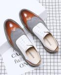 Brogues Men Shoes Pu Colorblock Fashion Business Casual Party Daily Classic Faux Suede Hollow Lace Up Oxford Dress Shoes