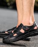 Genuine Leather New Fashion Summer Breathable Men Soft And Comfortable Bottom Sandals Beach Shoes Mens Causal Shoes New