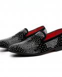 Fashion Mens Party Shoes Breathable Flock Casual Male Tide Loafers Bling Rhinestone Nightclub Pointed Designer Zapatos 