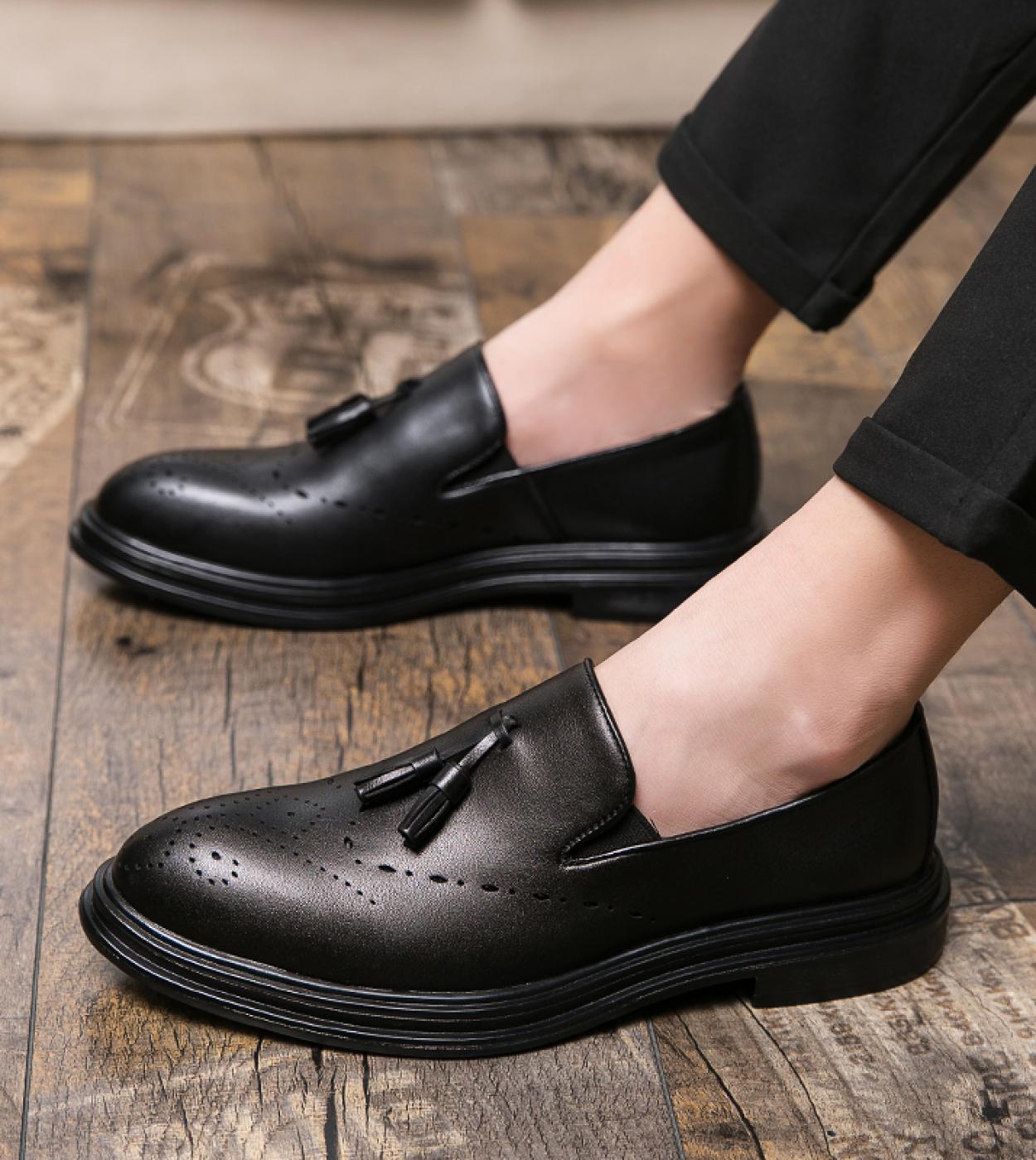 Hombres Vestido negro Mocasines Marca Casual Slip On Oxford Hombre