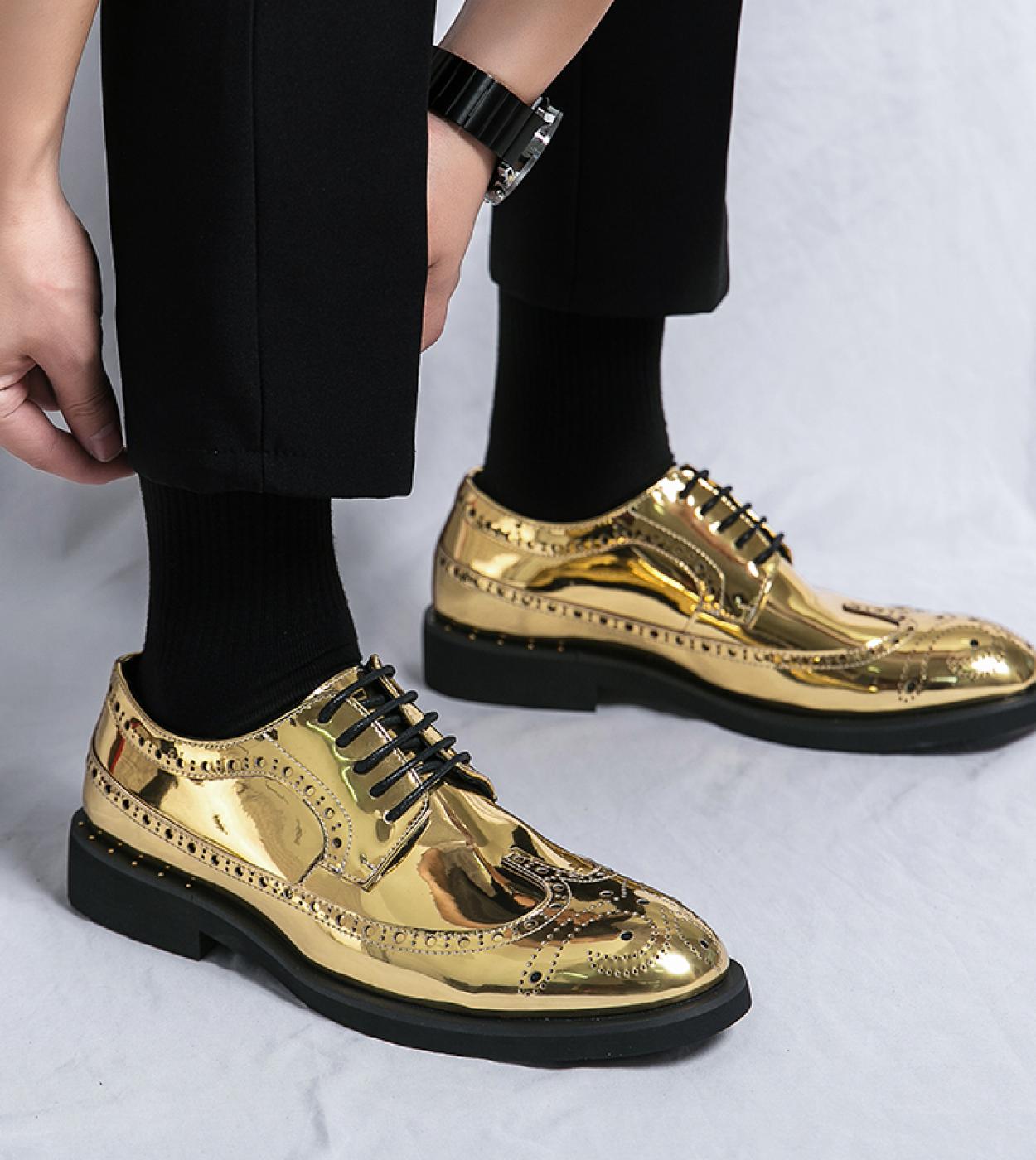 Scarpe best sale dorate uomo