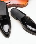 Black Men Dress Shoes Half Slippers Luxury Genuine Leather Mens Summer Office Shoes Quality Breathable Casual Sandals O