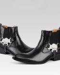 2022 Mens Ankle Boots Classic Cowboy Shoes New Style Trendy Metal Chain Designer Genuine Leather Quality Pointed Toe Man