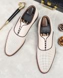 Summer Breathable Man Formal Shoes Genuine Leather Fashion Hollow 2023 Designer Handmade Wedding Social Business Oxfords