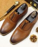 Summer Breathable Man Formal Shoes Genuine Leather Fashion Hollow 2023 Designer Handmade Wedding Social Business Oxfords