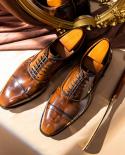 2022 New Style Patent Leather Mens Oxfords Dress Shoes Luxury Brand Quality Real Leather Brown Black Dress Work Shoes Fo