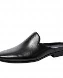 Italian Mens Half Slippers Luxury Genuine Leather 2023 Summer New Style Handmade Outside Slip On Business Sandals Social