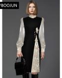 Dresses For Women 2023 Runway Luxury Designer Spring Pencil Stand Collar Long Sleeve Crystal Beading Chinese Style Party