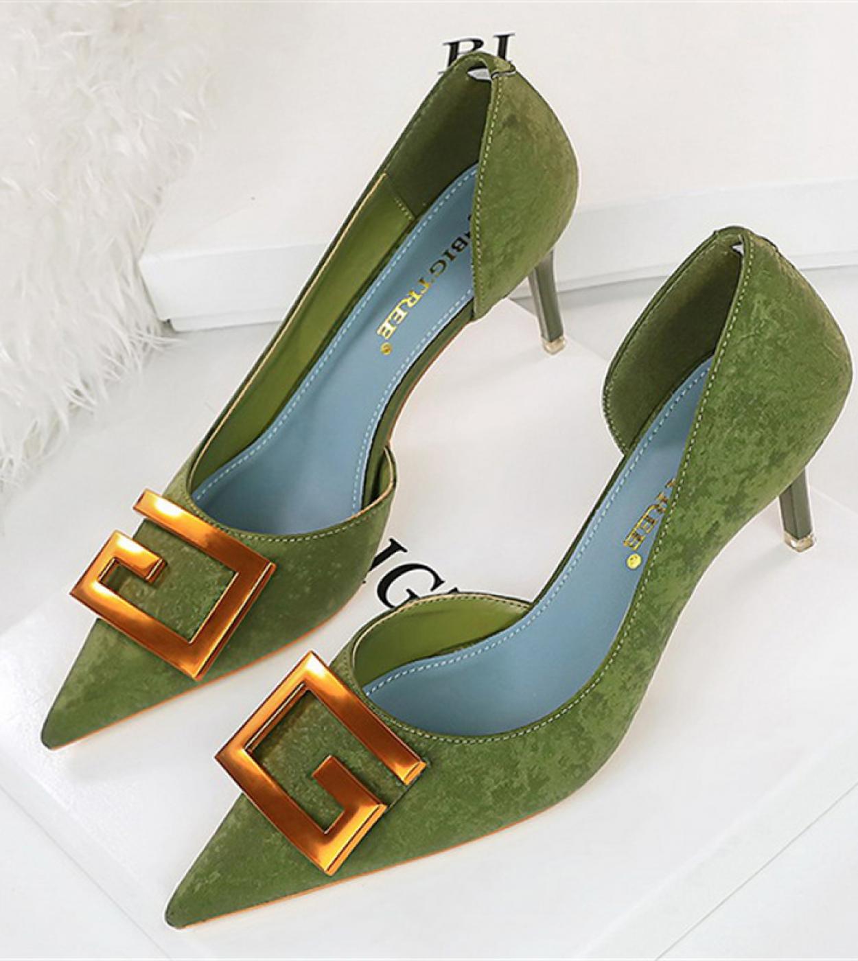 US 23.94 Women 75cm 105cm High Heels Green Pumps Lady Wedding Luxury Designer Stiletto Low Heels Fetish Nightclub Plus Size Par Description