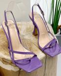2023 Summer Women Thin 11cm High Heels Purple Sandals Orange Buclek Strap Leather Sandals Lady Party Valentine Shoes Big