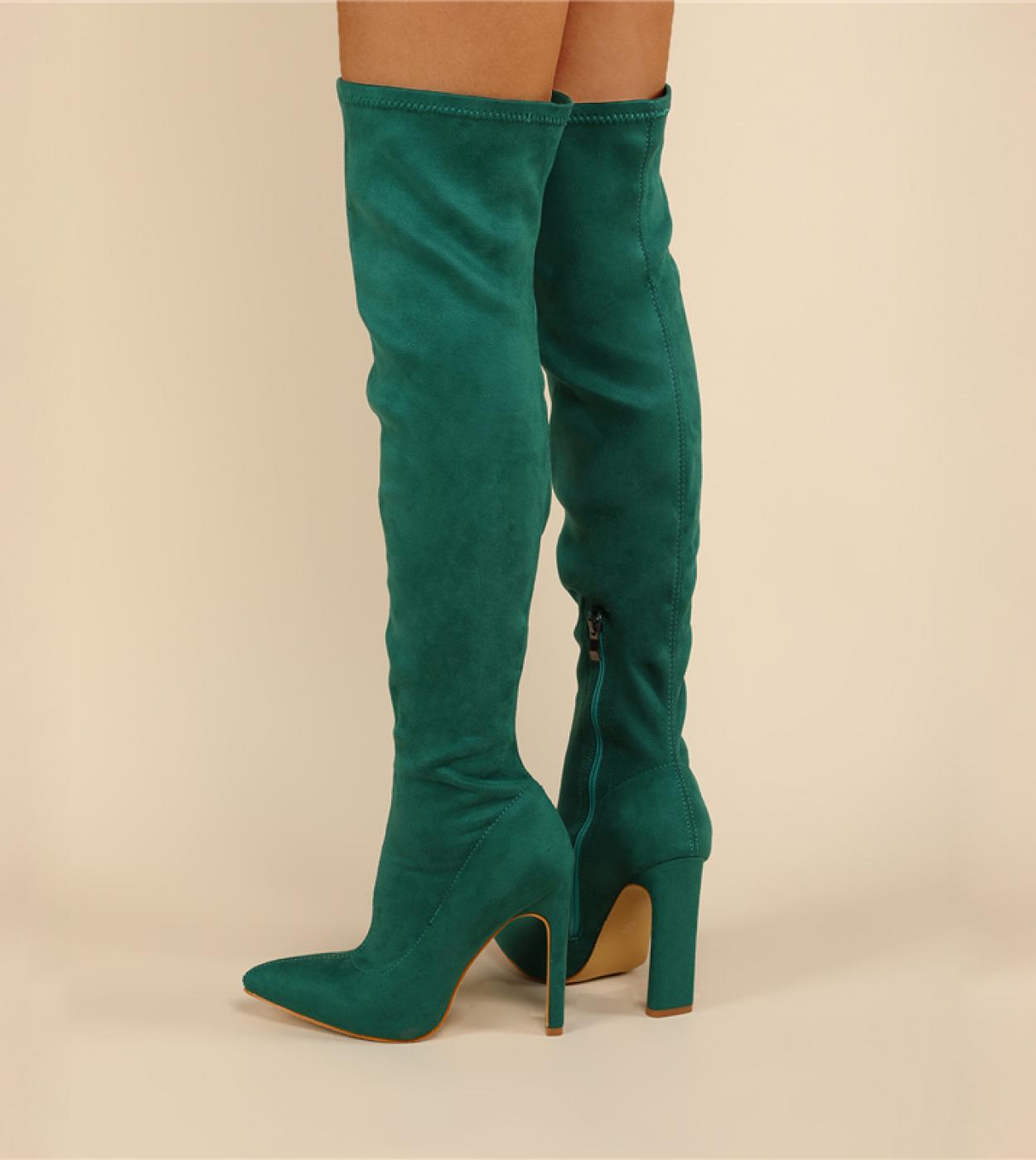 US 47.59 Red Knee Boots Block Heel Red Thigh High Boots Block Heel