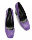 2023 Elegant Women 10cm High Heels Pumps Lady  Purple Square Block Heels Nightclub Catwalk quality Party Shoes Plus Siz