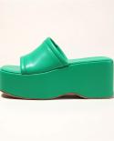 Women Summer 85cm High Heels 55cm Increasing Platform Lolita Slippers Lady Chunky Heels Slides Green Orange Nightclub 