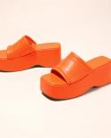 Women Summer 85cm High Heels 55cm Increasing Platform Lolita Slippers Lady Chunky Heels Slides Green Orange Nightclub 