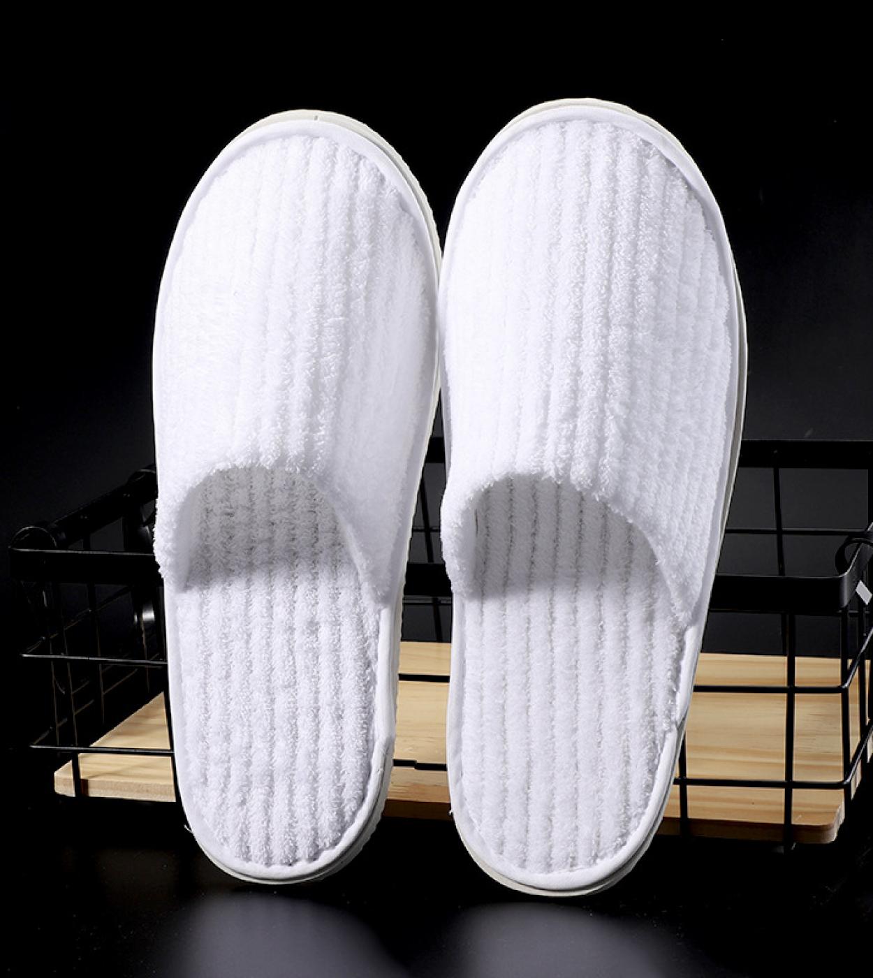 123 Pairs White Cotton Slippers Men Women Hotel Disposable Slides Home Travel Sandals Hospitality Footwear One Size  M