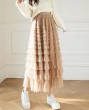 Moukyun Sweet Skirt French Princess Beautiful Thousand Layer Lotus Leaf Mesh Temperament A Line Fairy Female Cake Skirts