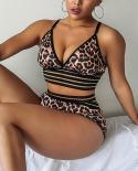  Mesh Leopard Bikini High Waist Swimsuit Women Swimwear 2022 Halter Sport Yoga Brazilian Swimming Suit For Bathing Suit 