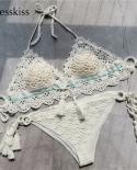 Blesskiss  Crochet Bikini 2023 Swimsuit Women Handmade Tassel Brazilian Swimwear Thong Bathing Suit Maillot De Bain Femm