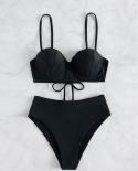 Blesskiss  Push Up Bikini 2023 Women Swimsuit High Waist Halter Shell Summer Beach Swimwear Bathing Suit Brazilian Biqui