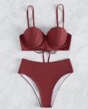 Blesskiss  Push Up Bikini 2023 Women Swimsuit High Waist Halter Shell Summer Beach Swimwear Bathing Suit Brazilian Biqui