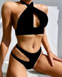 Blesskiss  Thong Bikini  Women Swimsuit Leopard Halter Brazilian Bandage Swimwear Bathing Suit For Ladies Swimming Suit 