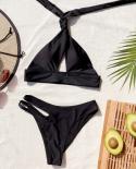 Blesskiss  Thong Bikini  Women Swimsuit Leopard Halter Brazilian Bandage Swimwear Bathing Suit For Ladies Swimming Suit 