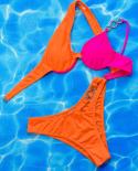 Blesskiss  Push Up Bikini Women 2023 One Shoulder Brazilian Thong Bikini Set Swimming Suit For Women Bathing Suit Orange