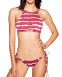 Blesskiss  Swimwear Women Bikini  Bandage Brazilian High Neck Swimsuit Mini Micro Back Cross Bikini Bathing Suit  Bikini