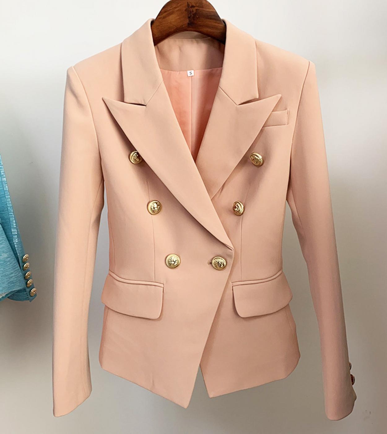 Blazer rosa nudo Donna Nuove giacche femminili Cappotto Bottoni