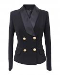 Womens Blazer Black Autumn  New Suit Jacket Classic Double Breasted Button Office Ladies Slim Shawl Collar Women Jacket
