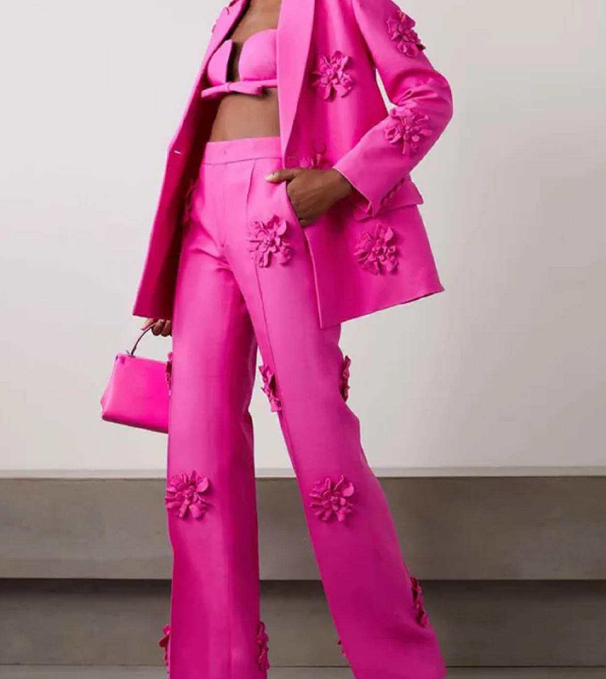 US$113.46-Women Pink Suit Blazer Pants Hot Pink Pant Suit Womens