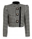 Woolen Houndstooth Blazer New Designer  Autumn Winter Elegant Fashion Stand Collar Diagonal Button Short Jacket Women  B