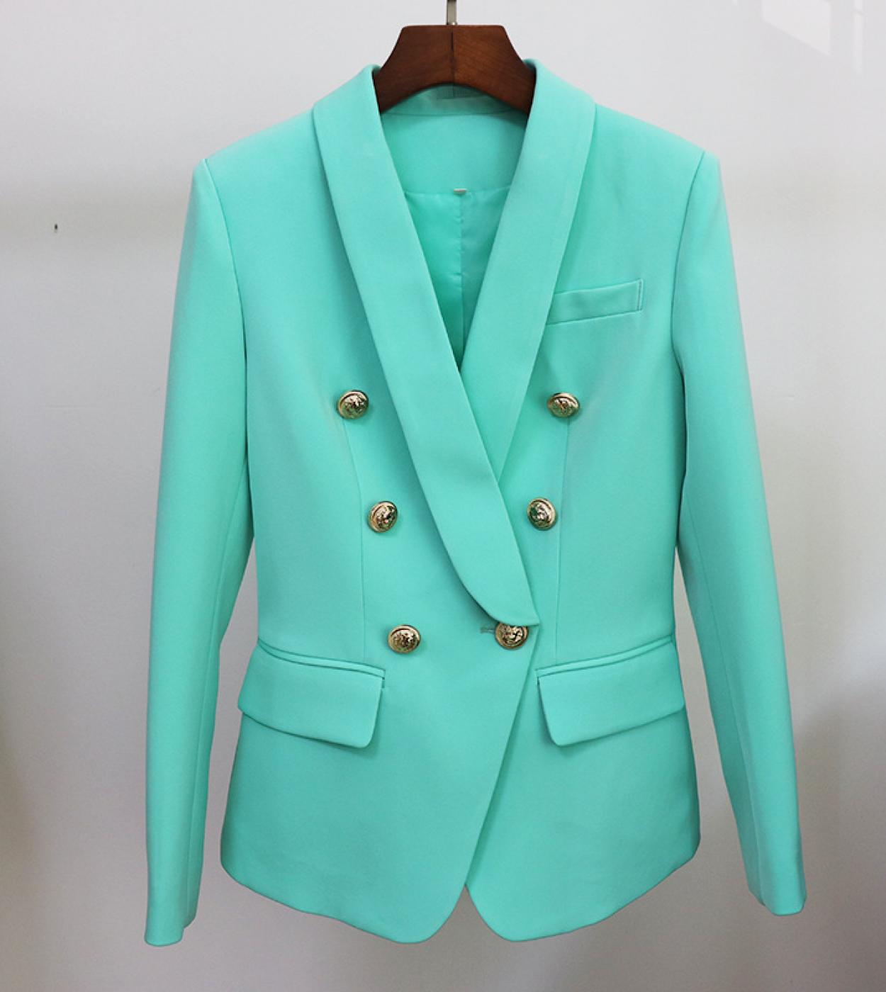 Vert menthe femmes Blazer costume veste classique Double boutonnage kaki col chale regulier Blazer femmes vestes automne nouveau