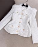 Shorts Blazer Suit Women White Black Tweed  New Autumn Bright Silk Tweed Blazer Shorts Suit Two Piece Sets High Quality 