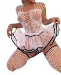  Nightdress Transparent Lingerie Female  Costumes Women Bow Lace Sleepwear With Panties Mesh Babydolls Underwear