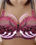 Women Bras Solid Color Chest Padded Lace Sling Breathable Seamless Push Up Large Size C D Cup Casual  Underwire Bra Bh