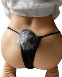 Womens G String Thongs  Panties Female Pompom Rabbit Hair Ball Underwear Ladies Girls Lolita Thong Briefs T Back Under