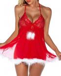 Christmas  Costumes Women  Lingerie Bra Skirt Thong Suit Plush Lace Tops  Play Briefs High Waist  Sleepwear  Exotic Sets