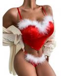 Christmas  Costumes Women  Lingerie Bra Skirt Thong Suit Plush Lace Tops  Play Briefs High Waist  Sleepwear  Exotic Sets