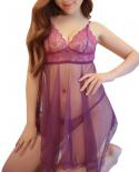  Nightdress Transparent Lingerie Female  Costumes Women Bow Lace Sleepwear With Panties Mesh Babydolls Underwear