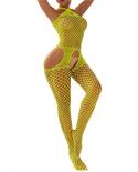  Bodystockings Women Fishnet Open Crotch Catsuit Mesh Tights Lingerie  Bodysuit Sleepwear Crotchless Jumpsuit  Teddies 