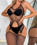 Hot  Fishnet Bodysuit Women Crotchless Tights Pornstar Lingerie Ladies Full Bodystockings  Mesh Clothes Night  Set