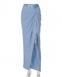  And    Womens Clothing 2022 Summer New Solid Color Slit All-match Skirt  Hip-packed Long Skirt