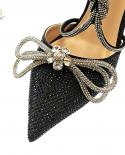 qsgfc ללבוש יומיומי סטילטו שחור יהלומים מלאכותיים ויהלומים עיצוב פרפר נעלי מסיבה נעלי נשים ותיק