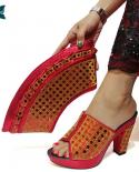 סט התאמת נעליים ותיקים אפריקאיות עם נשים נמכרות חמות נעלי עיצוב איטלקי וסט תיקים למסיבה חתונה צבע אדום