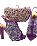 Elegant Style Nigerian Women Shoes Matching Bag In Gold Color African Lady Shoes And Bag Set With Platform For Wedding P