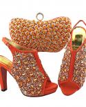 Elegant Style Nigerian Women Shoes Matching Bag In Gold Color African Lady Shoes And Bag Set With Platform For Wedding P