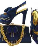 נעלי מסיבה ותיק נעלי נשים אפריקאיות וסט תיקים נעלי עקב גבוהות בעיצוב איטלקי עם סט תיקים תואם בצבע כחול רויאל
